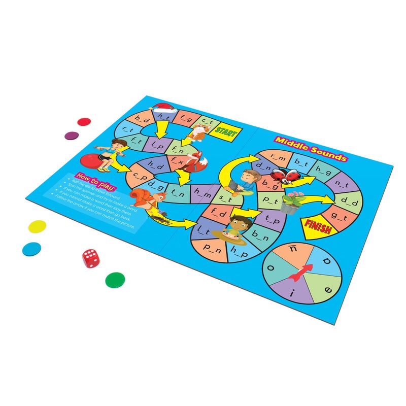 Junior Learning Phonics Board Games Set, 6 Counters, Ages 4-5, Language Skills, Pre K-K, Medium - Image 3
